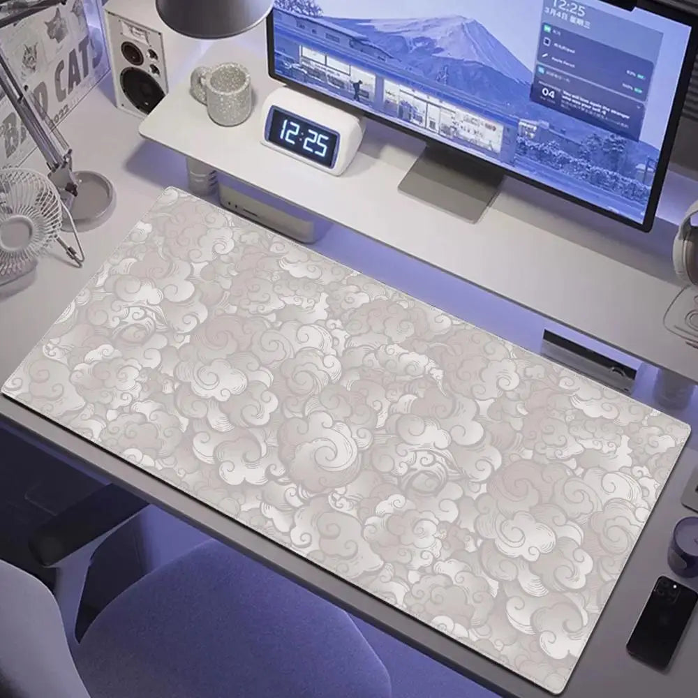 Japan Clouds Deskmat Black Carpet Large Gaming Mousepad Laptop Kawaii Computer Offices Mouse Pad Playmat Mouse Mats Accessories
