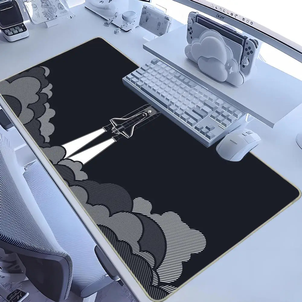 Japan Clouds Deskmat Black Carpet Large Gaming Mousepad Laptop Kawaii Computer Offices Mouse Pad Playmat Mouse Mats Accessories