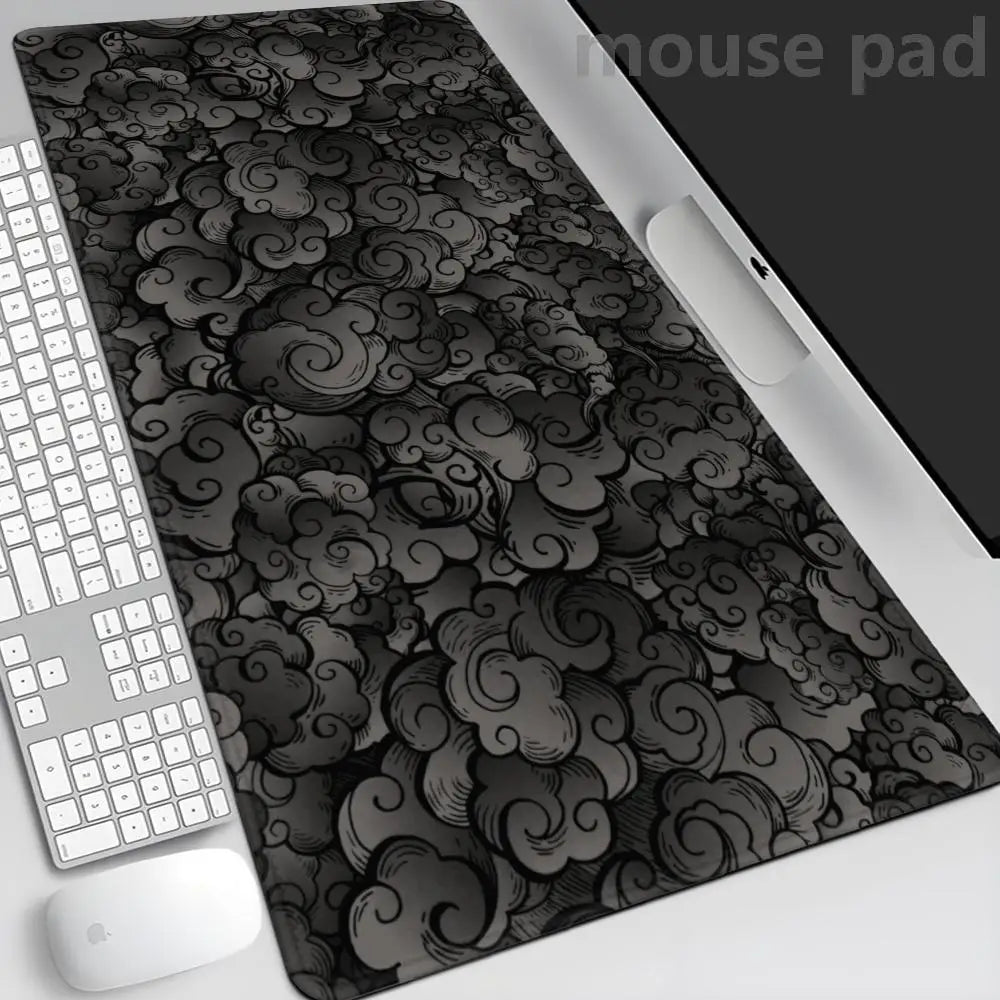 Japan Clouds Deskmat Black Carpet Large Gaming Mousepad Laptop Kawaii Computer Offices Mouse Pad Playmat Mouse Mats Accessories