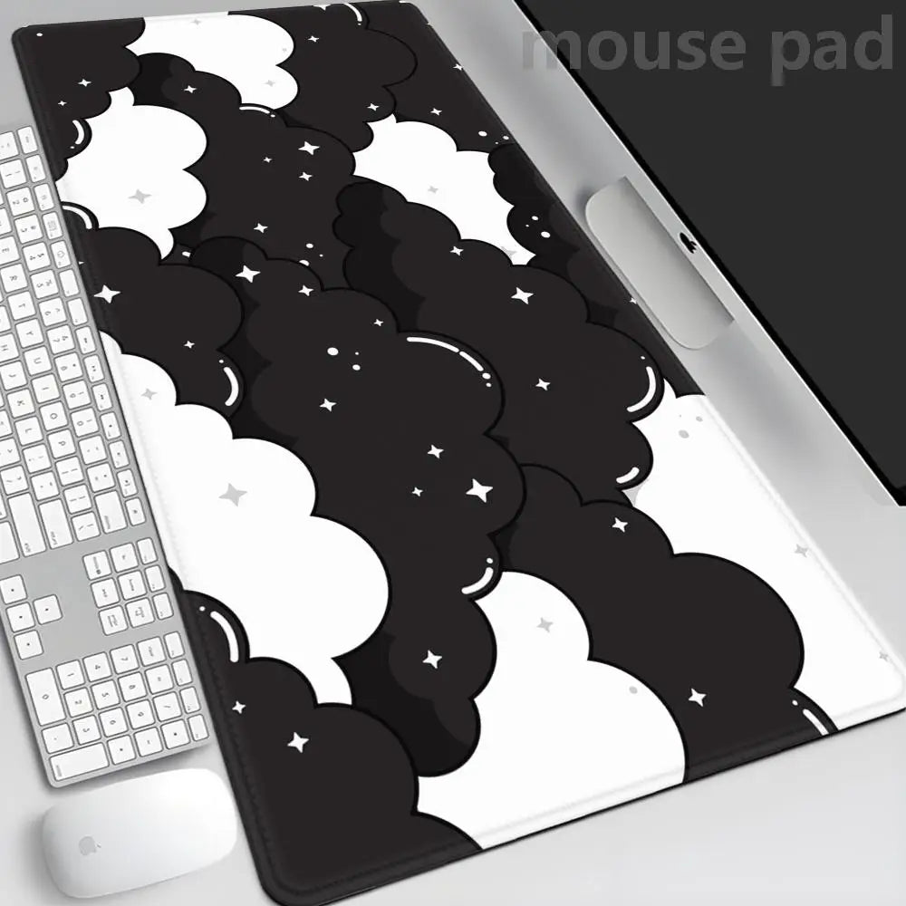 Japan Clouds Deskmat Black Carpet Large Gaming Mousepad Laptop Kawaii Computer Offices Mouse Pad Playmat Mouse Mats Accessories