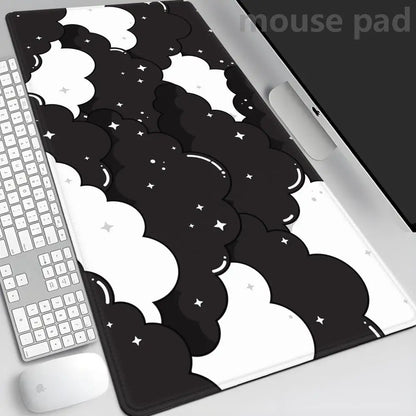 Japan Clouds Deskmat Black Carpet Large Gaming Mousepad Laptop Kawaii Computer Offices Mouse Pad Playmat Mouse Mats Accessories